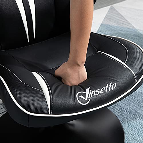 Sedia da gaming ergonomica per computer con funzione a bilanciere, regolabile in altezza, in acciaio nero+bianco, 67 x 70 x 106-112 cm - Sedia gaming - Immagine 8