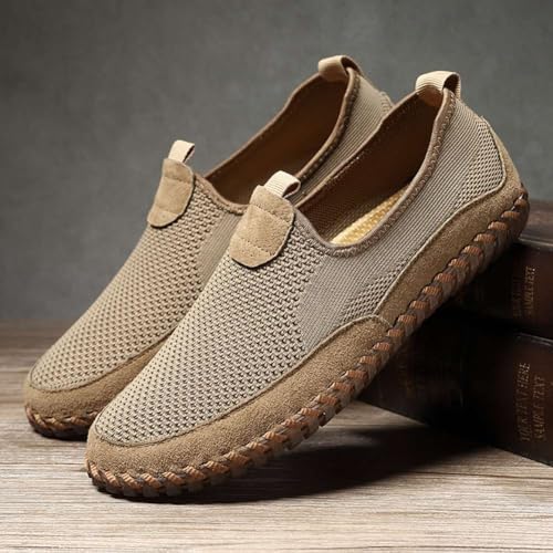 Image of Men's Genuine Leather Loafer Shoes Slip On Soft Walking Shoes Perforated Driving Shoes