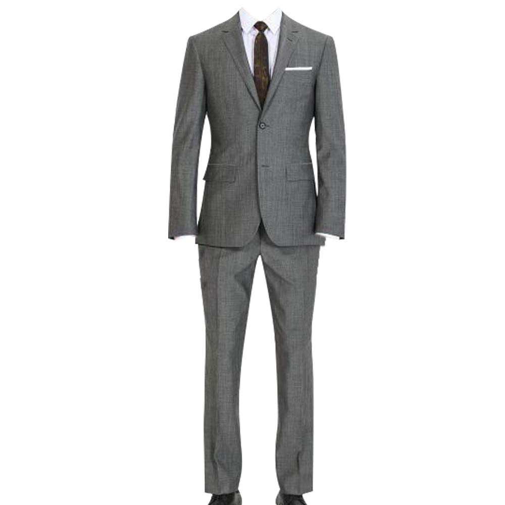 HBDesign Mens 2 Piece 2 Button Notch Lapel Slim Trim Fit Business Suite