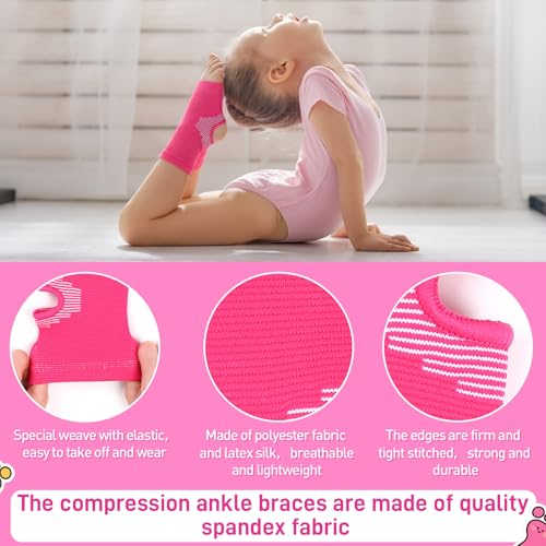 Image of Tarpop 2 Pairs Kids Ankle Brace Set Foot Ankle Support Kids Ankles Sleeve Compression Socks Knitted Fitness Stabilizer Wrap Protector Knitted Child Sleeve Support for Injury Prevention Jogging Running