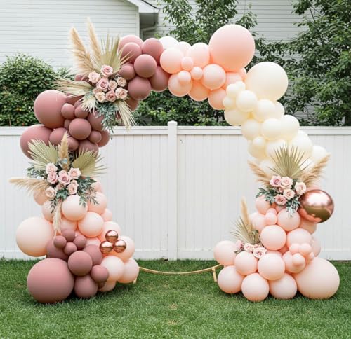 Image of Dusty Pink Balloon Garland Arch Kit - Double Stuffed Dusty Rose, Mauve & Light Pink Balloons for Baby Shower, Birthday, Bridal Shower Decor