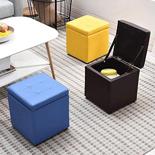 Taburete de almacenamiento multifuncional con tapizado de cuero elegante para tocador de baño 5