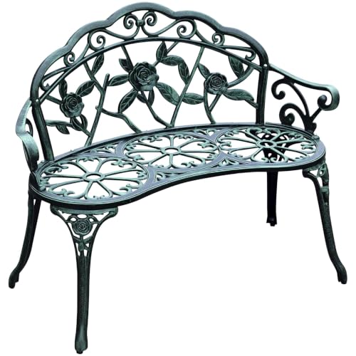 Outsunny Gartenbank 2-Sitzer aus Gussaluminium 100 x 54 x 78 cm...