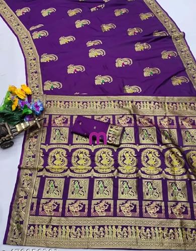 Generic purple baluchari silk saree – image 2