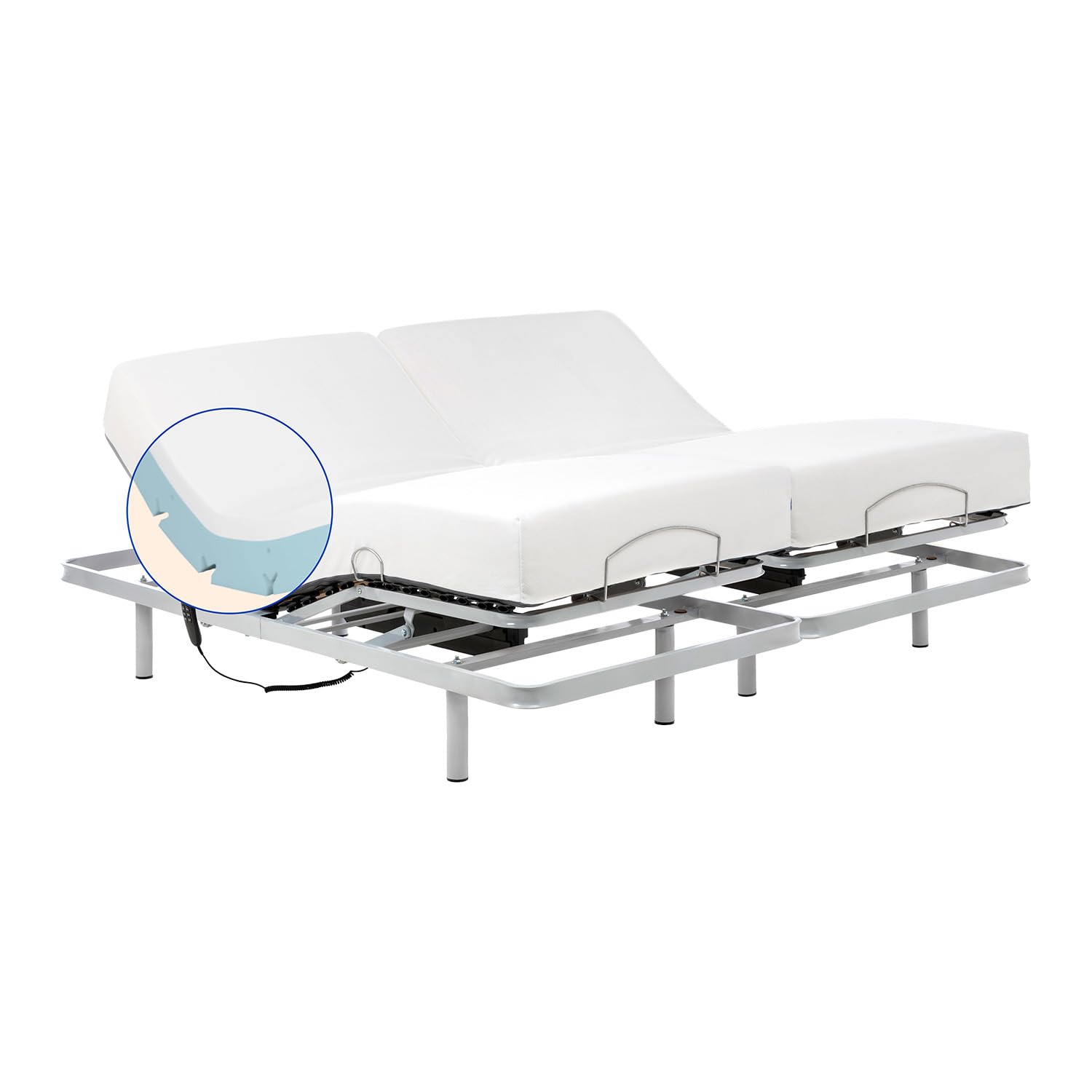 Geriafy - Cama Articulada Doble de Matrimonio con Colchón Visco Tencel (160x190) | Doble lecho independiente, colchones viscoelástico de 20 cm, funda Tencel fresca y transpirable