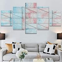 SIGNWIN 5 Panel Canvas Wall Art Modern Art Abstract Closeup Geometric Lights Mixed Media Modern Multicolor for Home Decorations Ready to Hang - 60