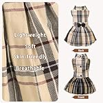 PUPTECK Classic Plaid Dog Dress Cute Puppy Clothes Outfit Small - Image 3