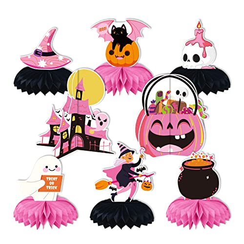 Pink Halloween Honeycomb Table Centerpieces, 8Pcs Cute Party Decorations For Halloween, Halloween Honeycomb Centerpieces Decorations, Ghost Pumpkin Party Supplies, Halloween Centerpieces For Tables #TOP3