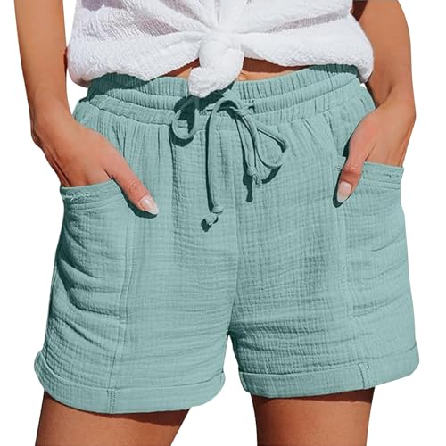 riou Pantalones Cortos Mujer Verano Frescos Lino Algodon Cintura ...
