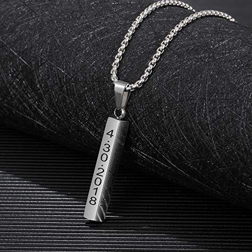OPALSTOCK Father's Day Gifts for Men Necklace for Dad Custom Name Necklace for Men Personalized 3D Engraved Bar Father's Day Gifts from Daughter Customized Name Jewelry Gift for Dad4