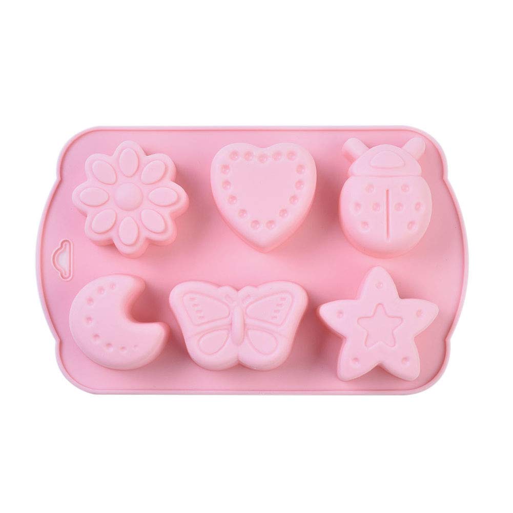 DanLingJewelryPink Heart Star Silicone Mould Flower Animals Shape Moon and Star Silicone Baking Mould for Chocolate Cake Jelly Decor