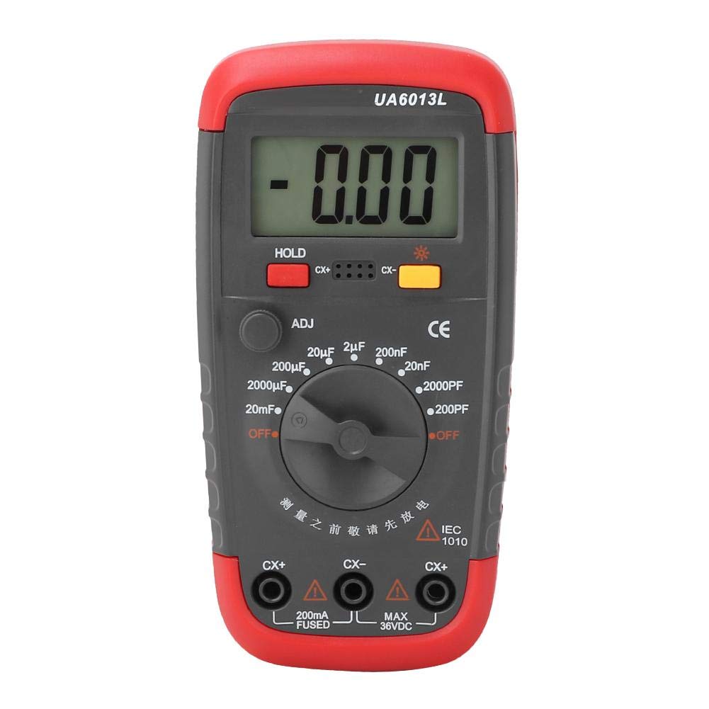 Akozon Multimeter Digital Capacitance Meter Capacitor Tester 0.1pF to 20000uF UA6013L Professional Handheld LCD Digital Capacitance Meter Capacitor Meter Tester