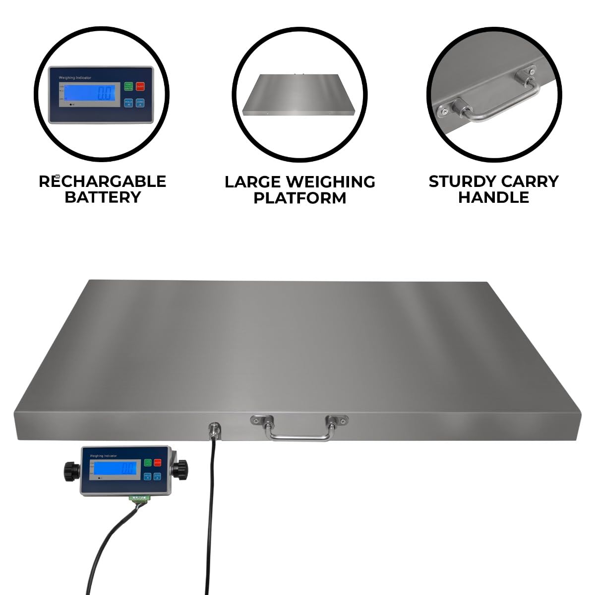 Bilance veterinarie digitali Pesatura da pavimento 90 x 60cm Piattaforma di tenuta 300kg Batteria ricaricabile Animale Bestiame Cane Gatto Magazzino Industriale Pacco