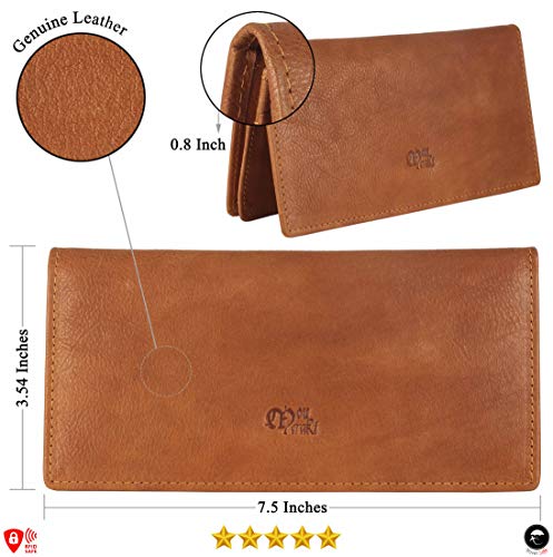 Image of RFID Blocking Mens Genuine leather Bifold Long Wallet
