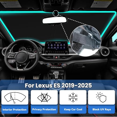 Image of Windshield Sun Shade for Lexus ES 2019-2025 ES250 ES300h ES350 | Car Front Window SunShade with 240T Sun Visor Protector Blocks UV Rays Heat Sun Shield Accessories