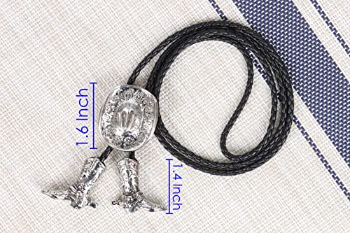 Image of Bolo Ties for Men Western - 3D Cowboy Hat Design With Vintage Boots, Western Bolotie Bola Tie