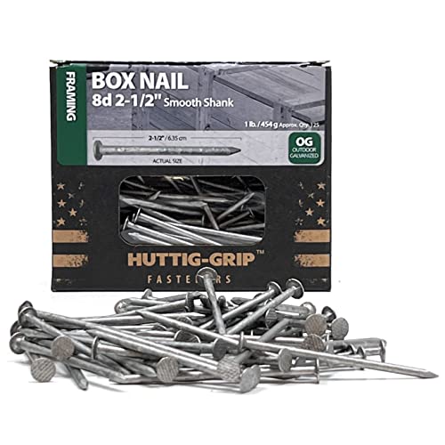 Huttig-Grip 2-1/2 in Framing Box Nails 8d Size, Outdoor Galvanized...