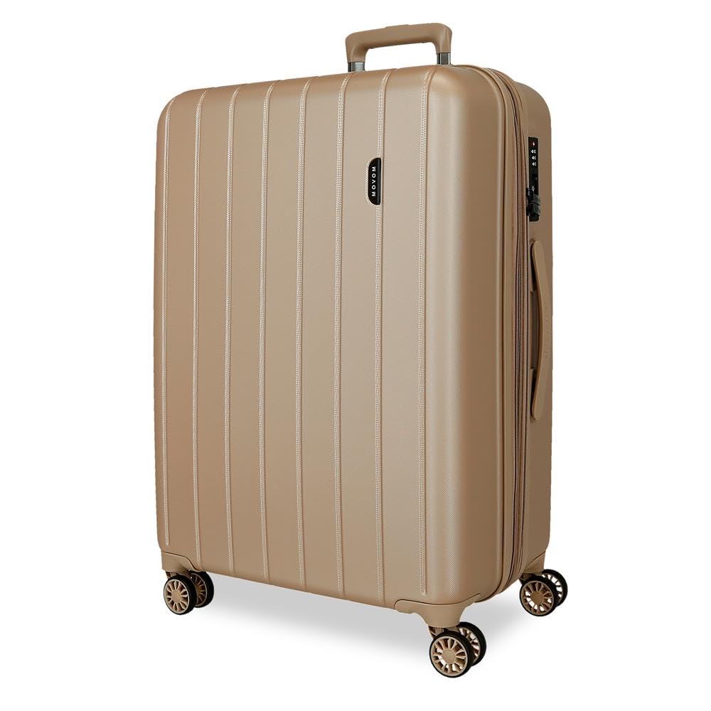 Movom Wood Maleta grande Beige 52x75x33 cms Rígida ABS Cierre TSA 109L 4,​9Kgs 4 Ruedas Dobles Extensible