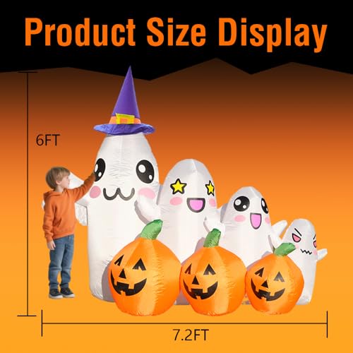 GARIG Halloween Inflatables Outdoor Decorations Lawn Holiday (7.2FT Ghost Pumpkin) - image 5