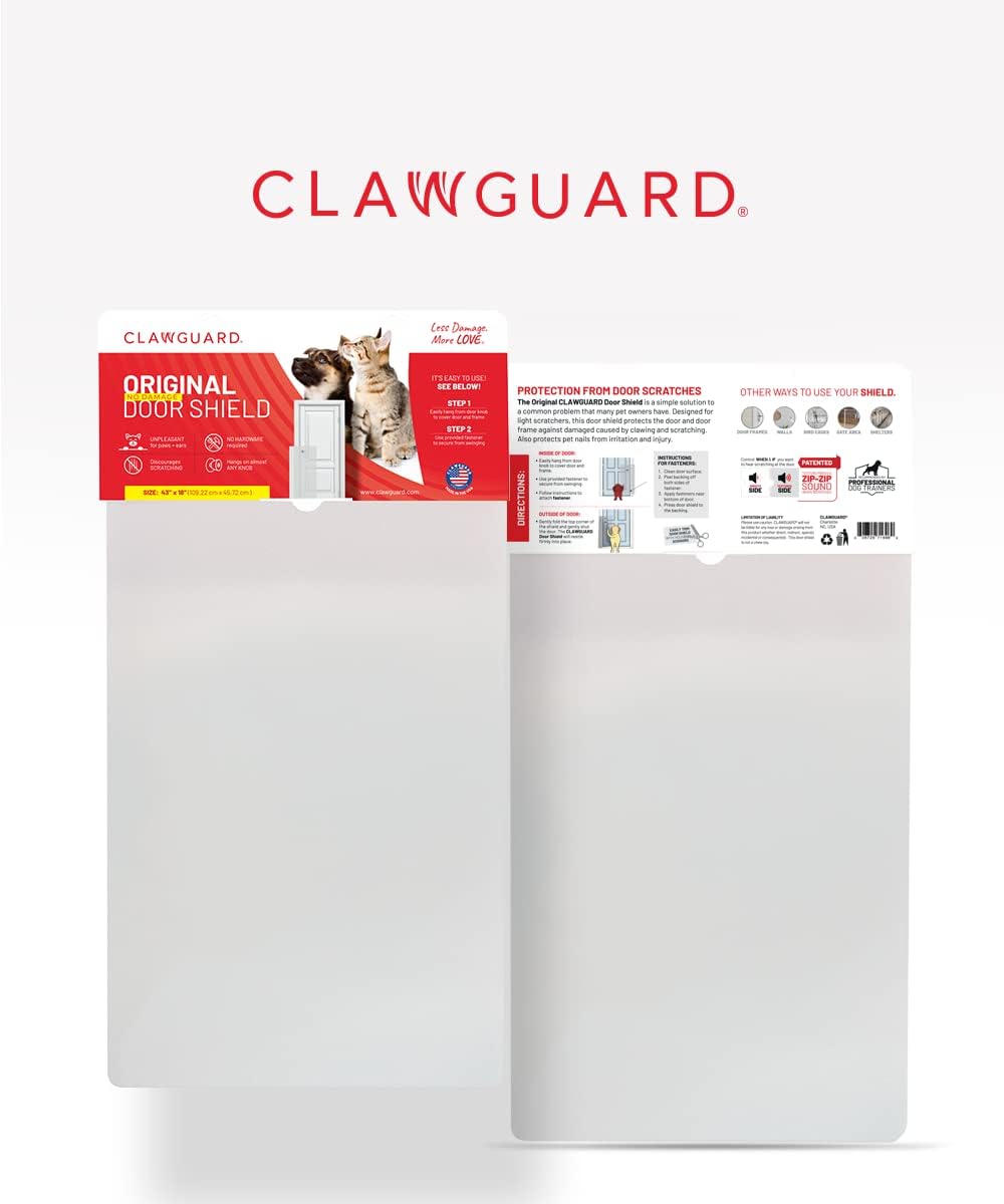 Clawguard Original The Ultimate Door Scratch Shield, Frame & Wall Scratch Protection Barrier For Dog And Cat Clawing, Scratching And Damaging Doors, Scratch Shield 18In X 43In