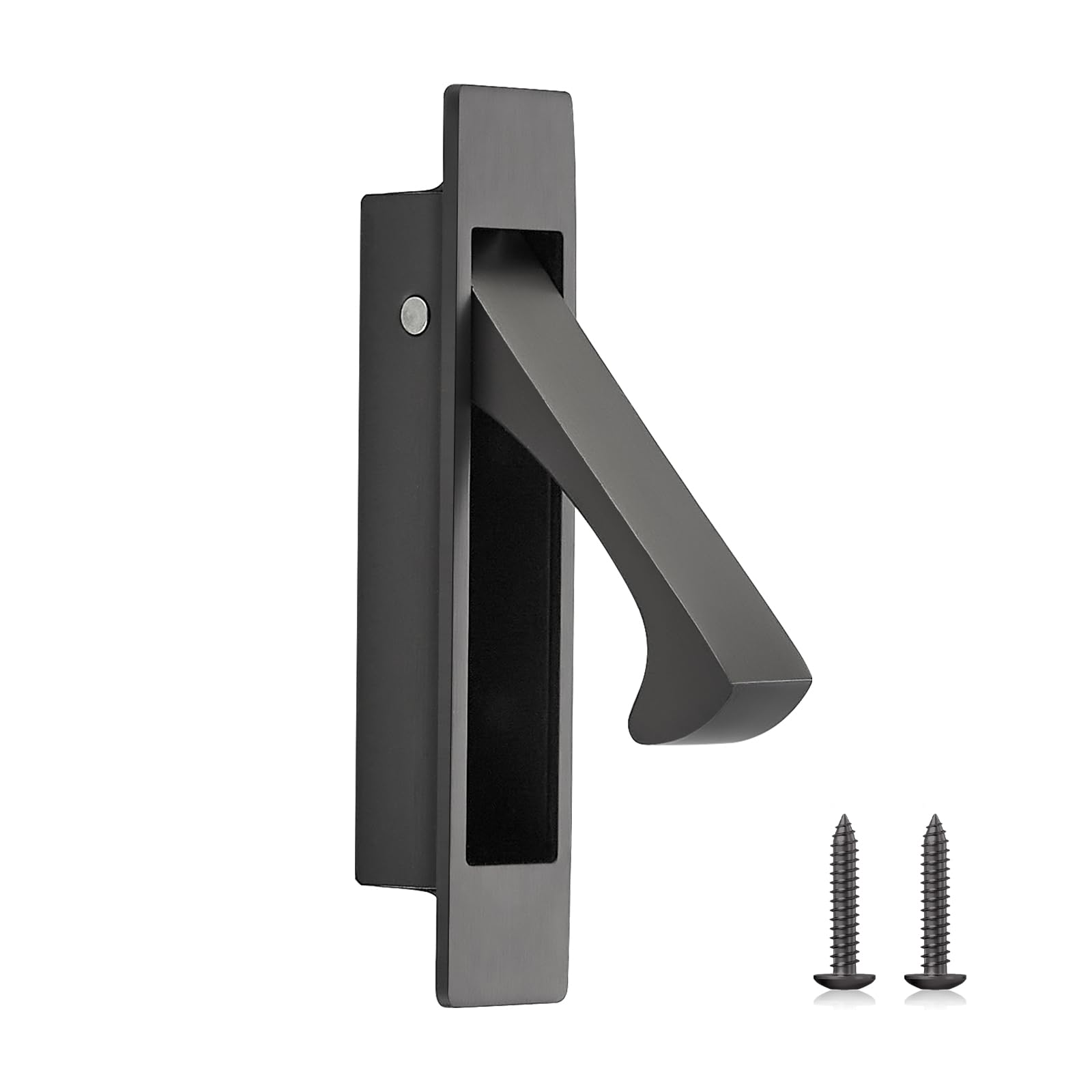JOY DECOR Gun Grey Flush Pocket Door Pull Handle, 1 Pack
