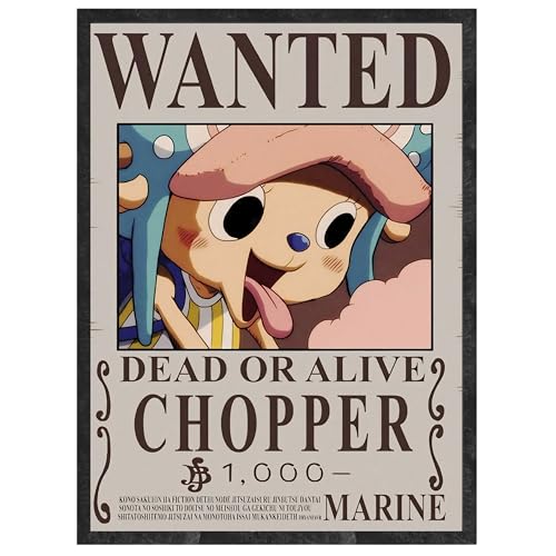 Image of Wanted Poster of Tony Tony Chopper - Cute Anime Wall Art | One Piece Bounty Poster | A4 Framed Decor for Room & Office (Design 7)