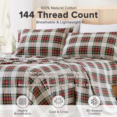 Image of Comfort Spaces 100% Cotton Percale Sheets Queen Sheet Set, 4 Piece