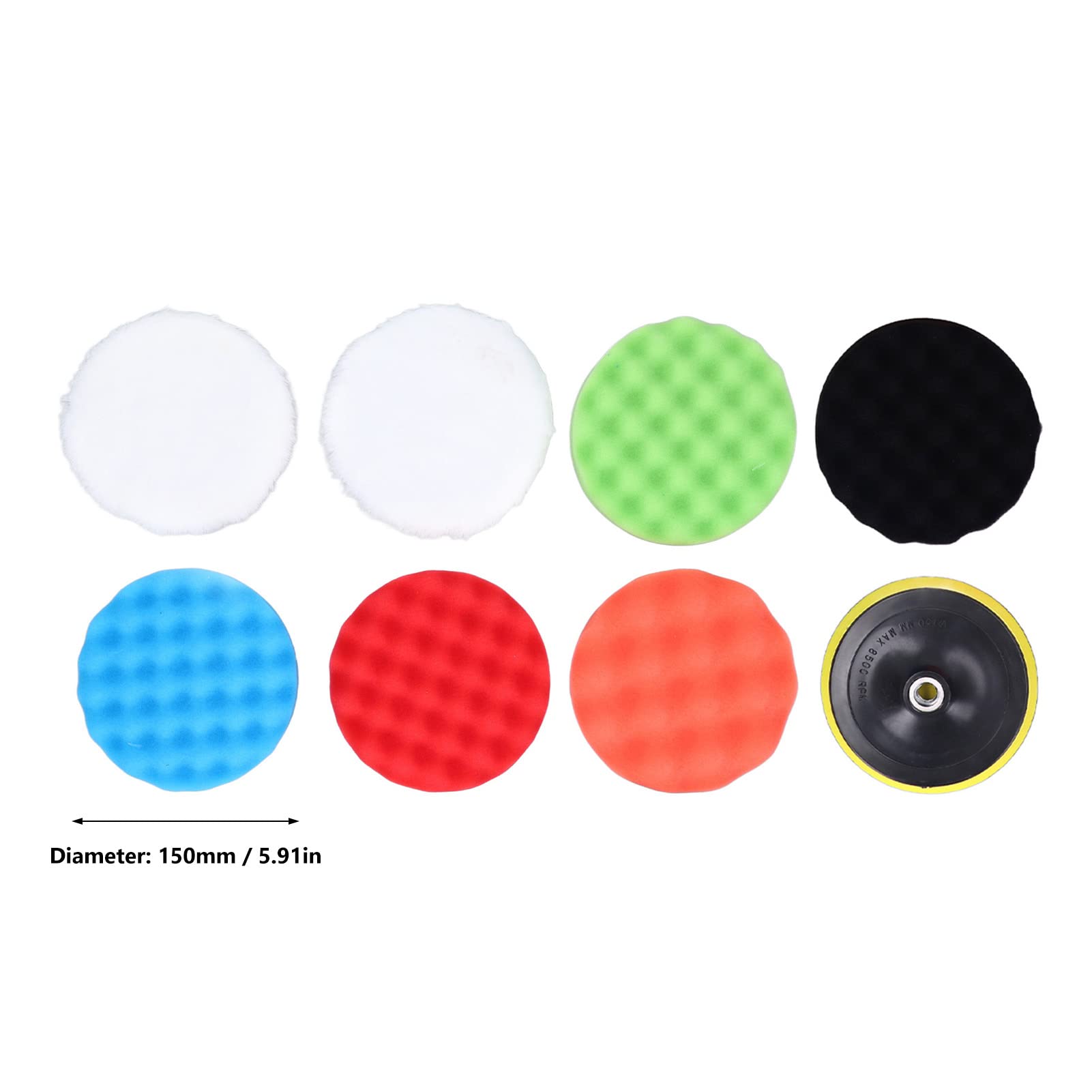 9 Pezzi Pad Per Lucidatura, Con Spugne E Lana Diametro 150mm Per Ceratura E Lucidatura, Pad Di Lucidatura, Per Auto E Barca