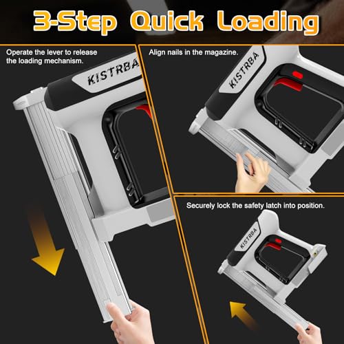 2 in 1 Cordless Brad Nailer/Stapler with 4.0Ah Bttery, 800W Recoilless Electric Nail Gun with 2000 Nails and 2000 Staples, for Home Improvement Woodworking - Image 6