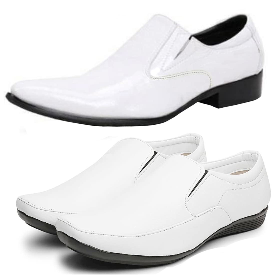 Graceful Trendy Formal Shoes/Party Shoes/ 2 Shoes Combo with Free Belt for Men and Boys (BAZAAR8936_VTR-401-Wht) Multicolor-image-11