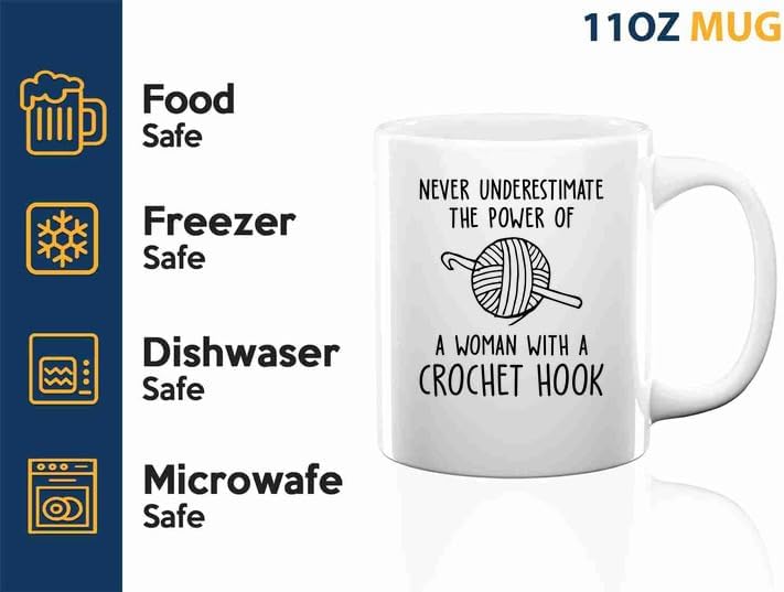 Crochet Coffee Mug 11oz White -With Crochet Hook - Gift For Crocheter Crocheting Crochet Coffee Mug Crochet Funny Mug Crochet Gift Crochet Lover, BHUGSLEADER8526 image 4