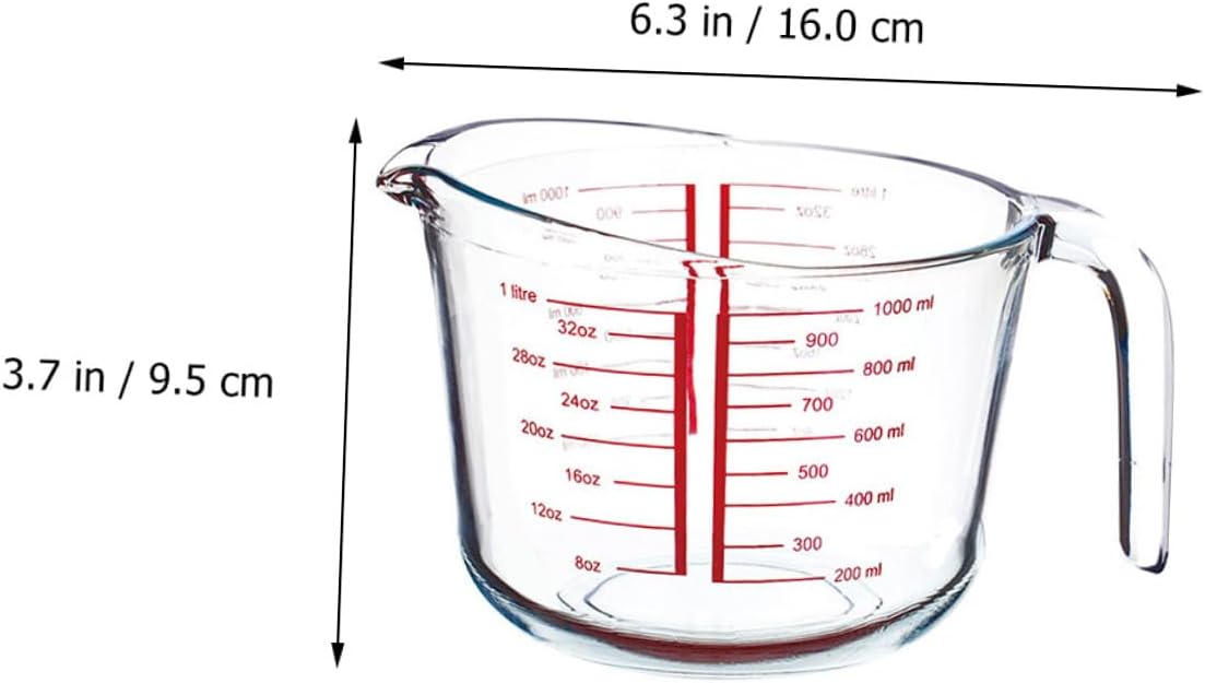 Tempered Glass Measuring Cup 1 Liter with Scale Heat-resistant Kitchen Measuring Tool for Milk and Baking for Cooking and Baking