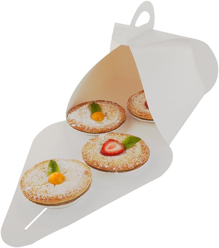 Restaurantware Ingenero 7.8 Inch Cake Boxes With Handles 100 Built-In Handle Lunch Boxes - Grease-Resistant Lining For Desserts Or Meals White Paper Gable Boxes Easy To Carry Recyclable