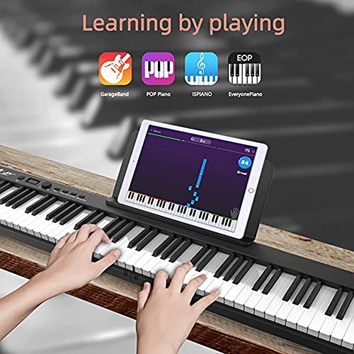 Clavier pliable avec Bluetooth, piano numérique portable à 88 touches, comprend un support de musique, des touches… - Les Beatles, Paul McCartney, John Lennon, RIngo Starr, George Harrison Clavier pliable avec Bluetooth, piano numérique portable à 88 touches, comprend un support de musique, des touches… – Image 6