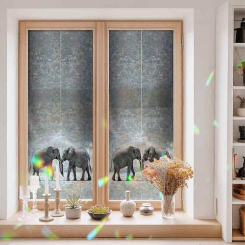 Película decorativa opaca para ventana elefantes grises 29.5x78.7 in miniatura 1