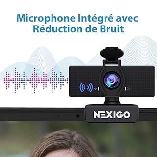 NexiGo N60 1080P Webcam, Full HD avec Microphone, Champ de Vision Ajustable, Zoom, Logiciel de contrôle et de Protection de la Vie privée, Caméra d’Ordinateur USB, pour Zoom/Skype/Teams