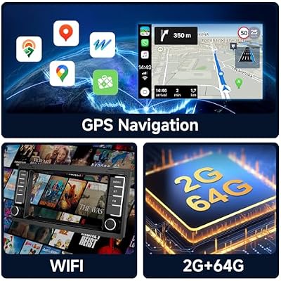 [2G+64G] Android Car Radio for VW Touareg 2004-2011 for Volkswagen T5 T6 Multivan 2004-2009 Wireless Carplay & Android Auto, 7 inch Touch Screen Bluetooth with Mirror Link GPS WiFi SWC FM/RDS/DSP