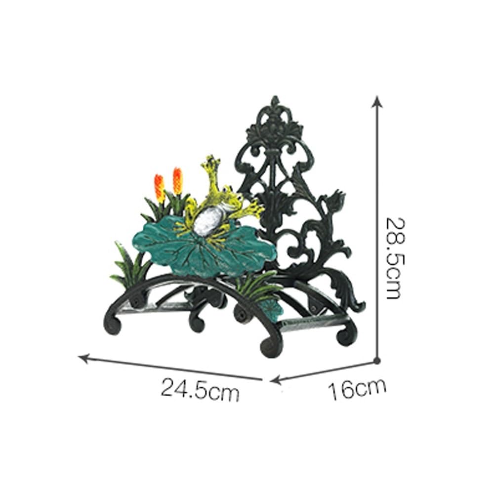 ETomey Metall-Schlauchständer, Schlauchständer, Wandmontage, robuster Schlauchhalter mit Frosch-Dekoration und Gemälde-Design, dekorative rustikale Gusseisen-Schlauchständer-Rolle