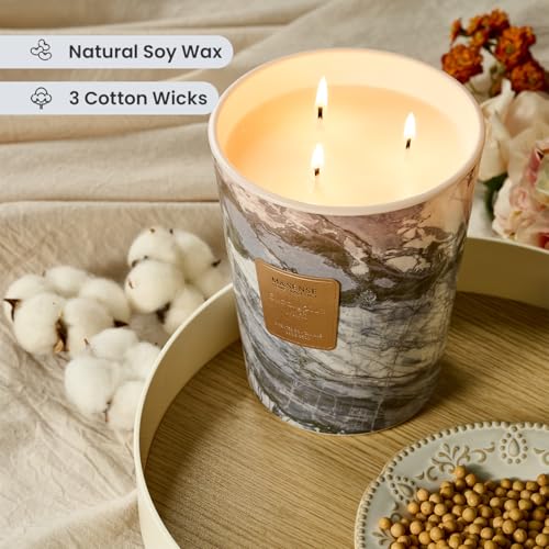 Image of M&SENSE Extra Large Candle 35oz 150H EucalyptusMint Scented Candle, 3 Wick Highly Scented Jar Candle, XL Candles Gift for Stress Relief, Meditation, Yoga
