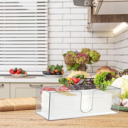 Mumufy 2 Pcs Paper Napkins Holder Fold Paper Towel Dispenser Height 2.75 Inch Acrylic Multifold Towel Dispenser for Guest Z Fold Disposable Countertop Holder Small Size(Clear) by Mumufy - Used condition - Image 7