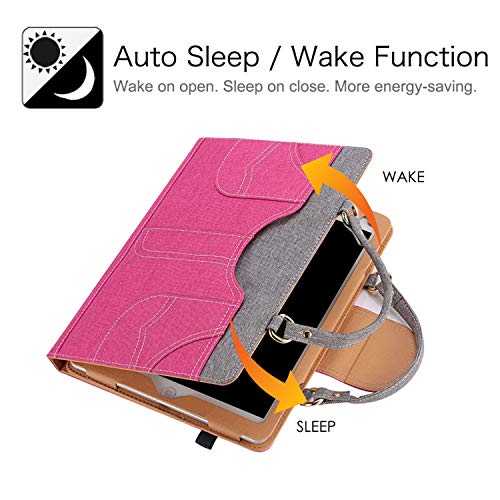 Uliking Denim Handbag Case For Apple Ipad 9.7 Inch 2018 2017 (Ipad 6Th/5Th Gen), Ipad Air 1/Air 2 Cover, Stand Pu Leather Auto Wake/Sleep Cover With Document Pocket Hand Strap Pencil Holder, Rose #TOP4