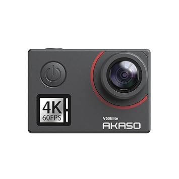 AKASO V50 Elite 4K60fps 20MP WiFi Action Camera with EIS Touch Screen 131 feet Waterproof Voice Control Camera Web Camera Support External Mic Remote Control Sports Camera with Helmet Accessories Kit