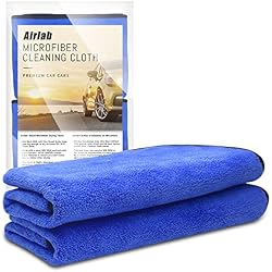 Airlab Microfiber Towels Cars Wash Drying Cleaning Cloth, Grey & Blue | Extra Large Professional Car Cloth Detailing Super Absorbent Car Care Trucks Lint Free, Streak Free, 35 x 24 Inch