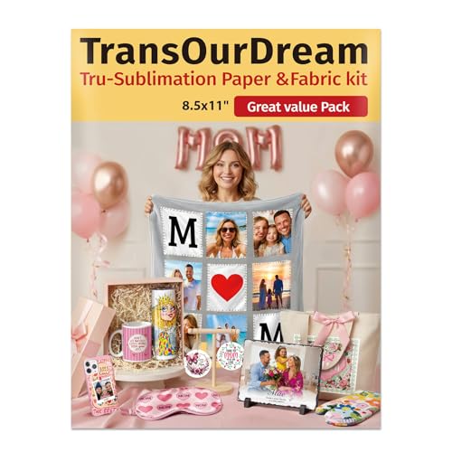 TransOurDream CoCo Sublimation Kit for Cotton & Dark Fabric Multi-Surface Transfer Supplies | 10 Sheets Sublimation Paper+10 Sheets Silky Fabric for DIY Gifts, Home Crafts&Small Business Customization