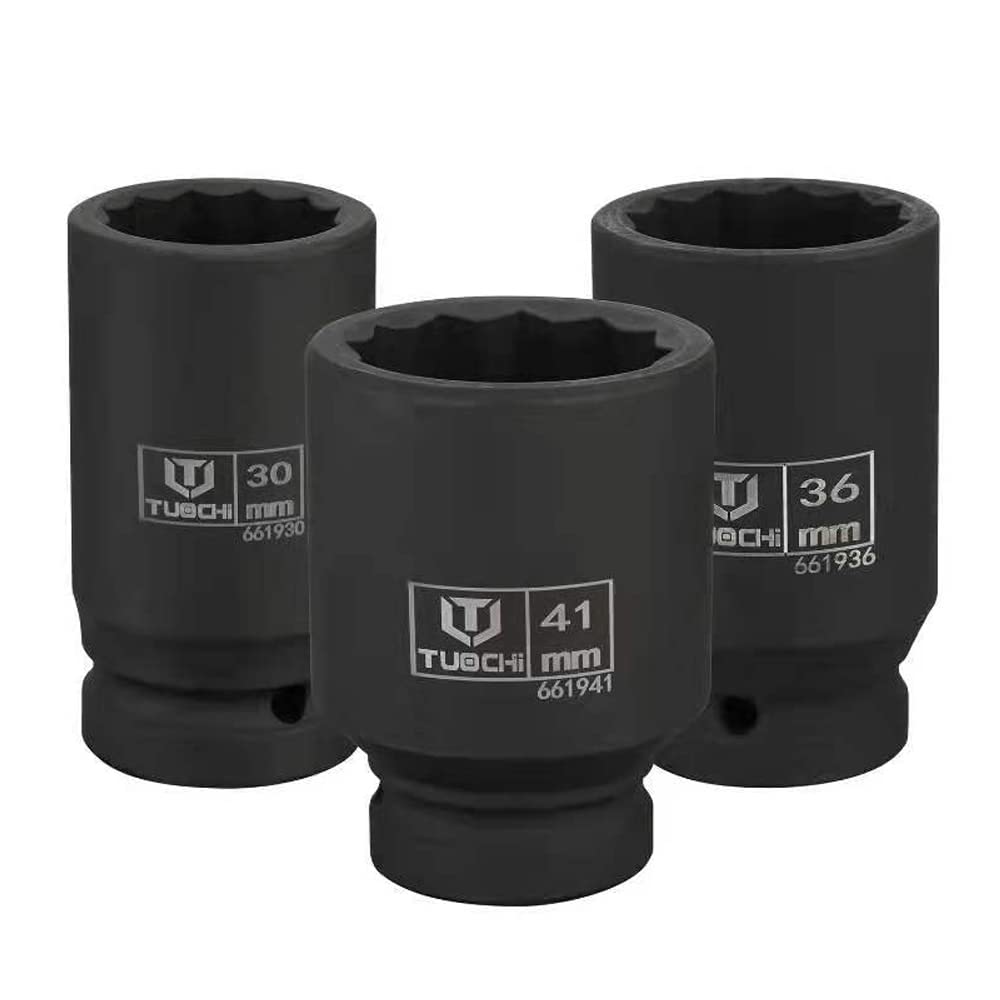 10tlg. Vielzahn Schlagschrauber-Nüsse 17-41mm 12-Kant Nüsse 3/4'' Kraft-Steckschlüssel-Einsatz Set, 32*30*8cm