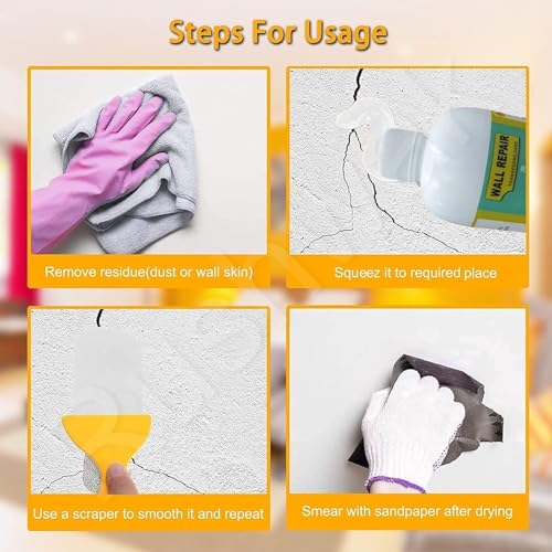 Image of Rushwak Wall Repair Paste - Paint, Putty, Crack Filler for Walls and Joints - Waterproof Hole Filler (250gm, White)