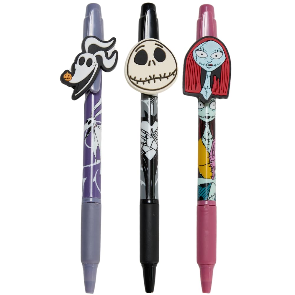 Disney Tim Burton’s Nightmare Before Christmas Pens for Kids and Adults, 3 Pack Pens Set, Cute Pens for Boys and Girls – Jack Skellington, Sally, and Zero
