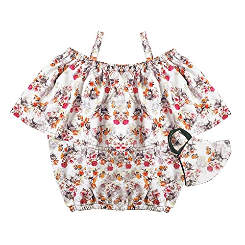 JK ENTERPRISE Girls Digital Designer White Flower Top