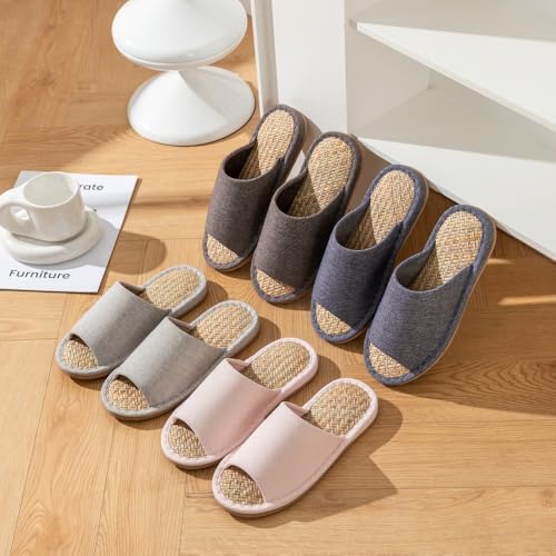 Bamboo Tatami Slippers for Women Organic Straw Woven Japanese House Slippers Slip on Summer Slides Open Toes Breathable Lightweight Comfort Wear Shoes Home Indoor Bedroom4