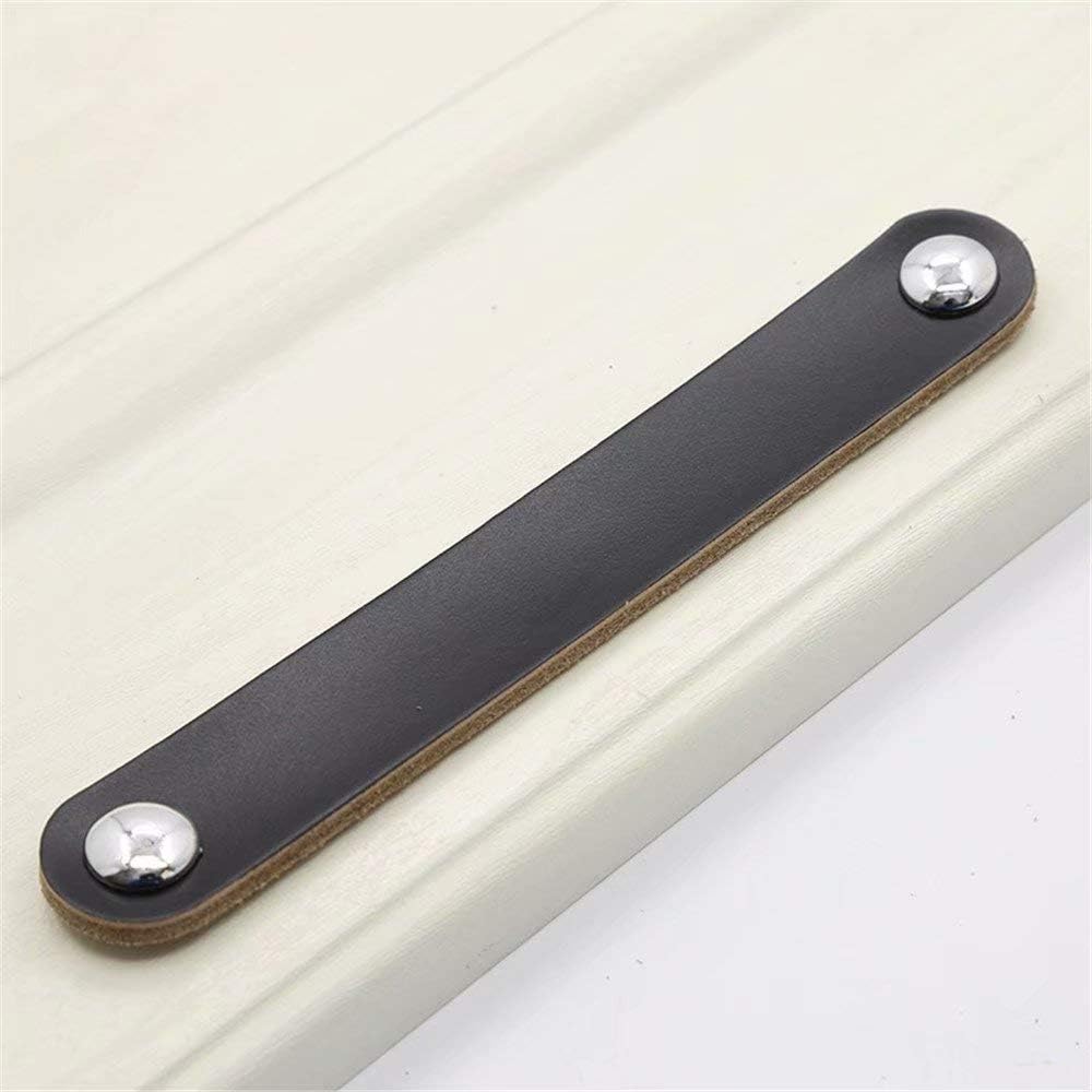 10pcs Nordic Cabinet Handles Handmade PU Leather Modern Style Furniture Closet Drawer Cabinet Handle,Furniture Hardware (Black)